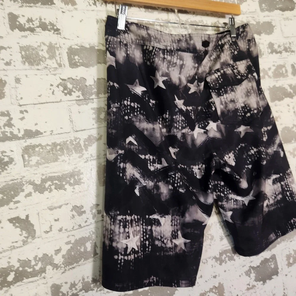 ONeill Hyperfreak‎ Mens Board Shorts Surfer Black White Star Print Size 30 Beach